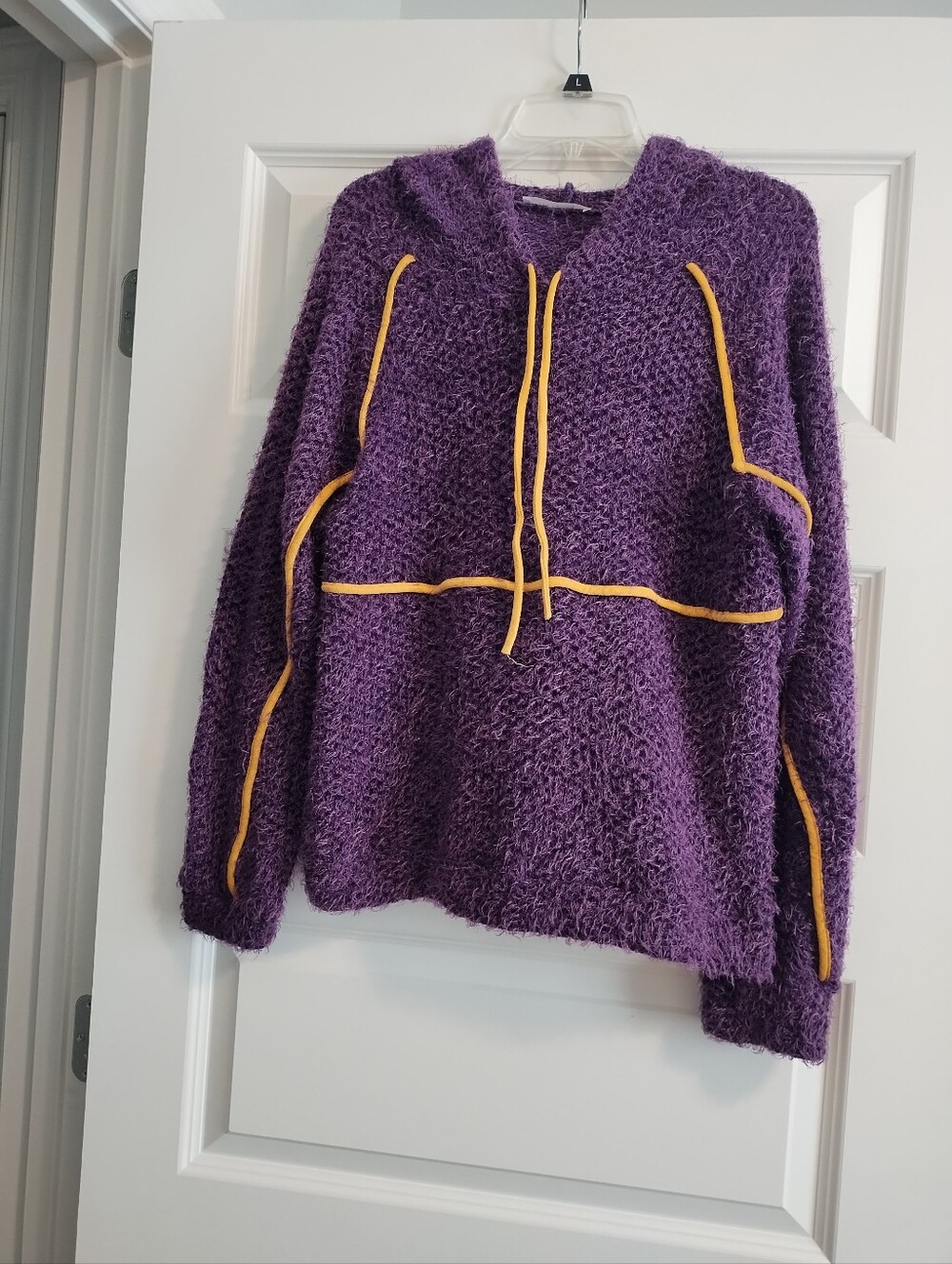 Ces Femme Purple Hooded Pullover with Yellow Trim